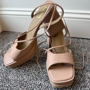 EGO Nude Strappy Platform Sandals